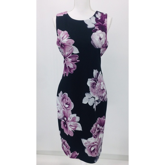 black dress with purple flowers